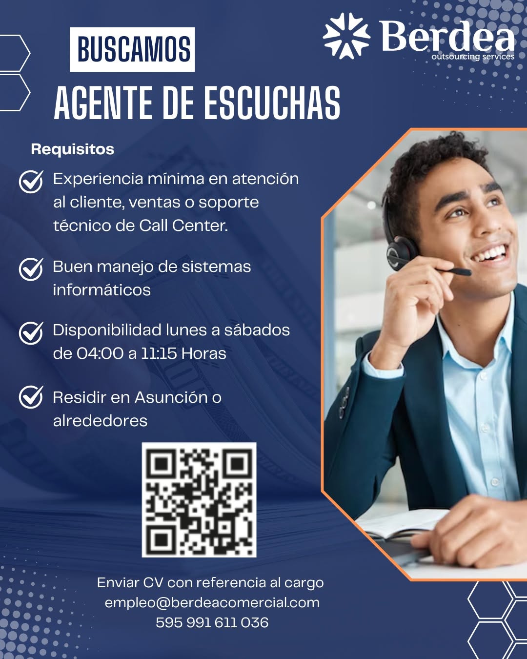 Oferta laboral: Agende De Escuchas — Berdea Comercial