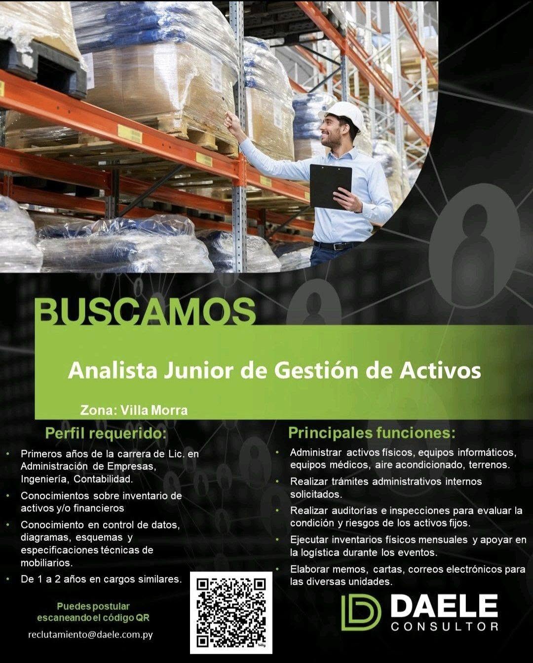 Oferta laboral: Analista Junior De Gestión De Activos — Daele