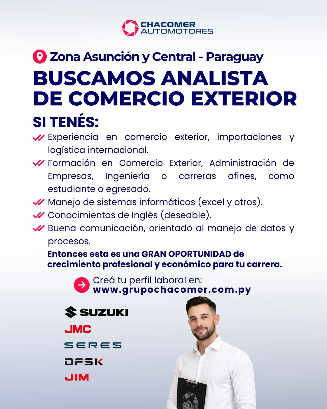 Oferta laboral: Analista De Comercio Exterior — Grupo Chacomer