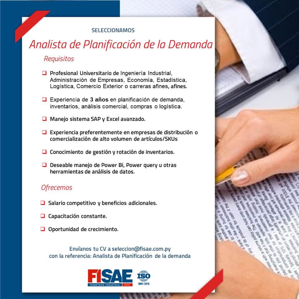 Oferta laboral: Analista De Planificación De La Demanda — Fisae