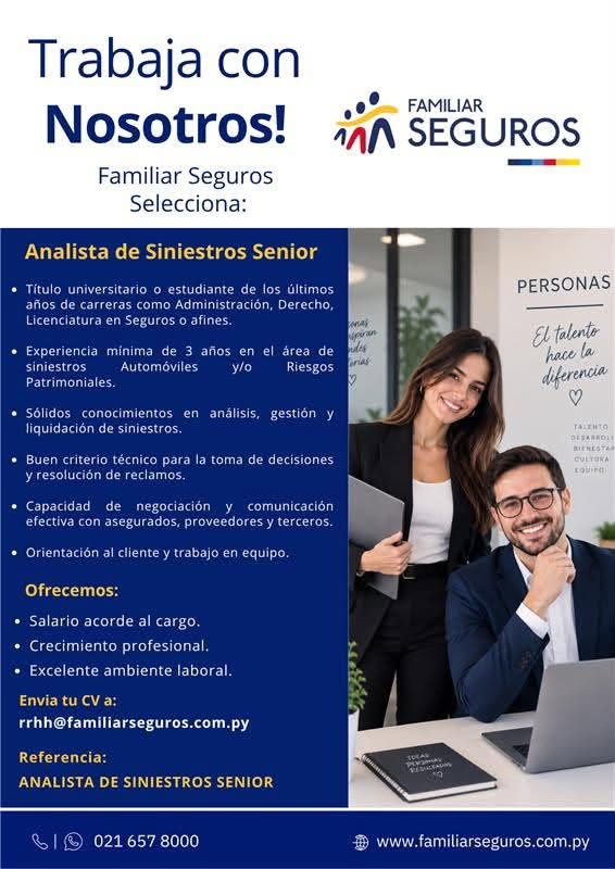 Oferta laboral: Analista De Siniestros Senior — Familiar Seguros
