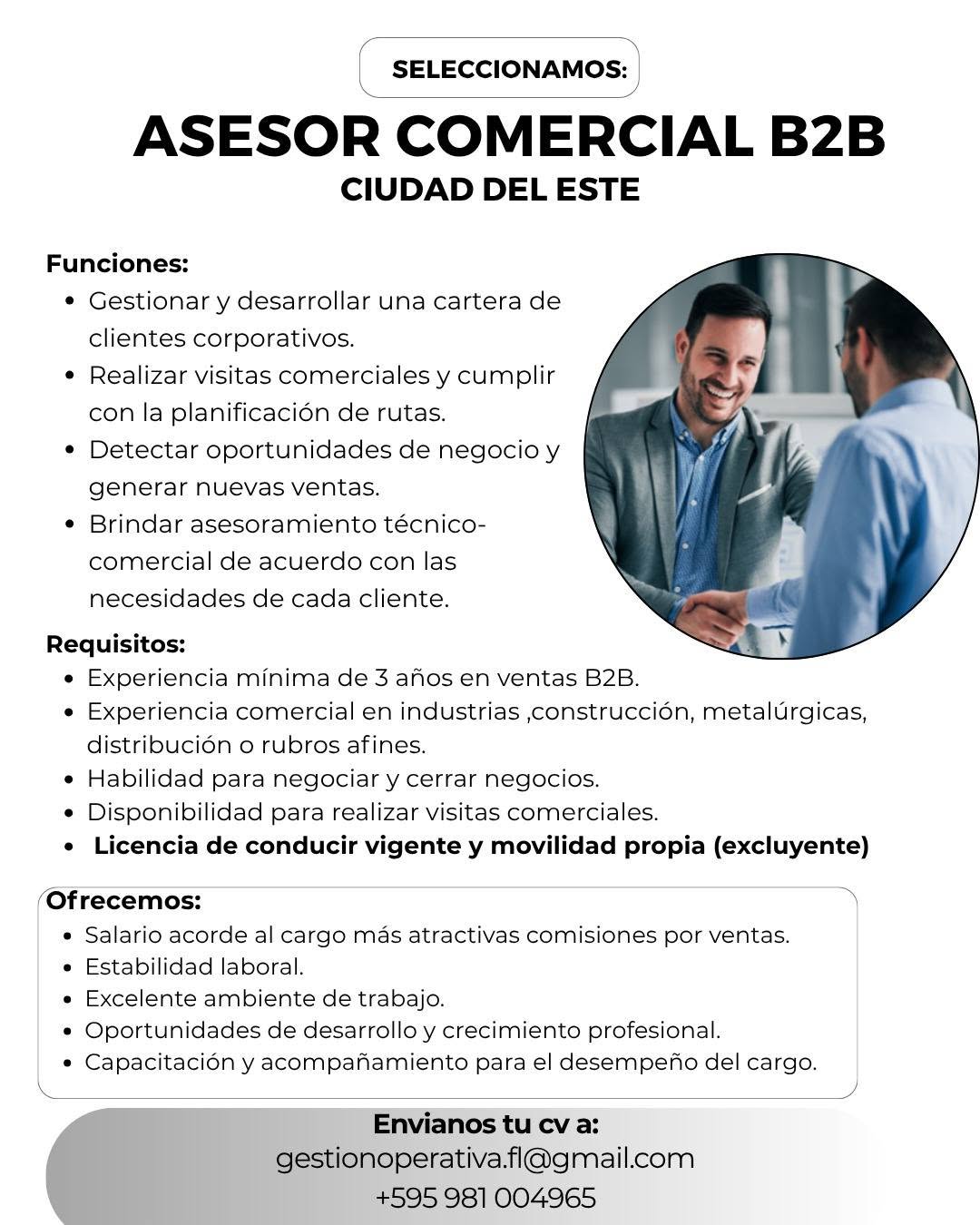 Oferta laboral: Asesor Comercial B2B