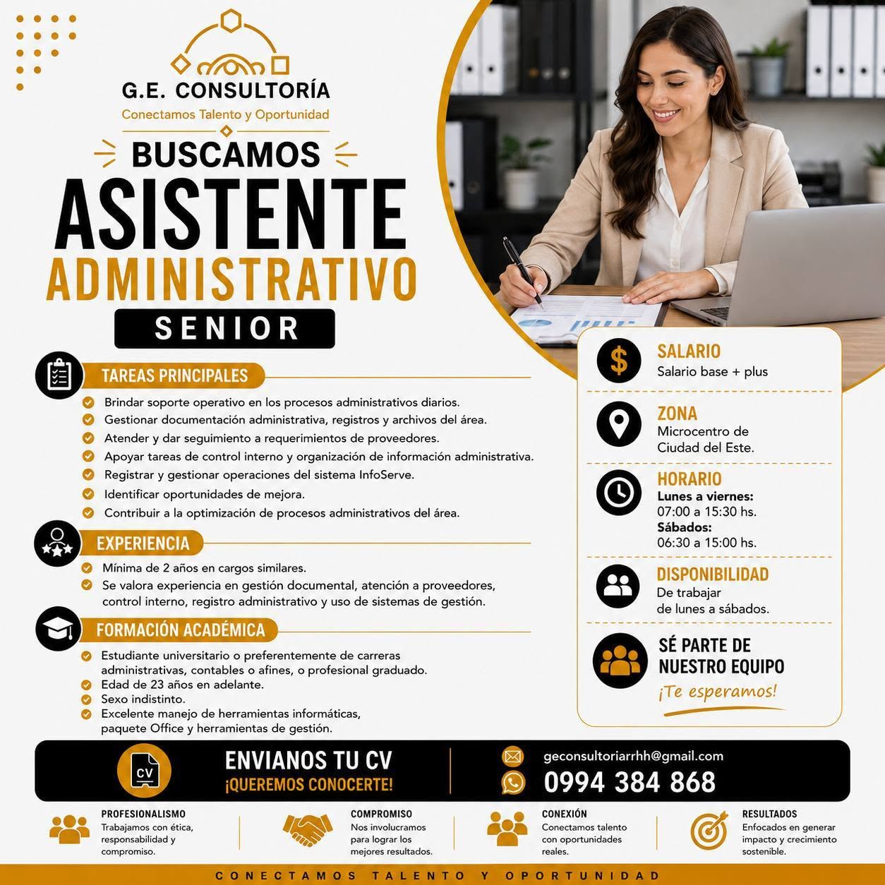 Oferta laboral: Asistente Administrativo Senior