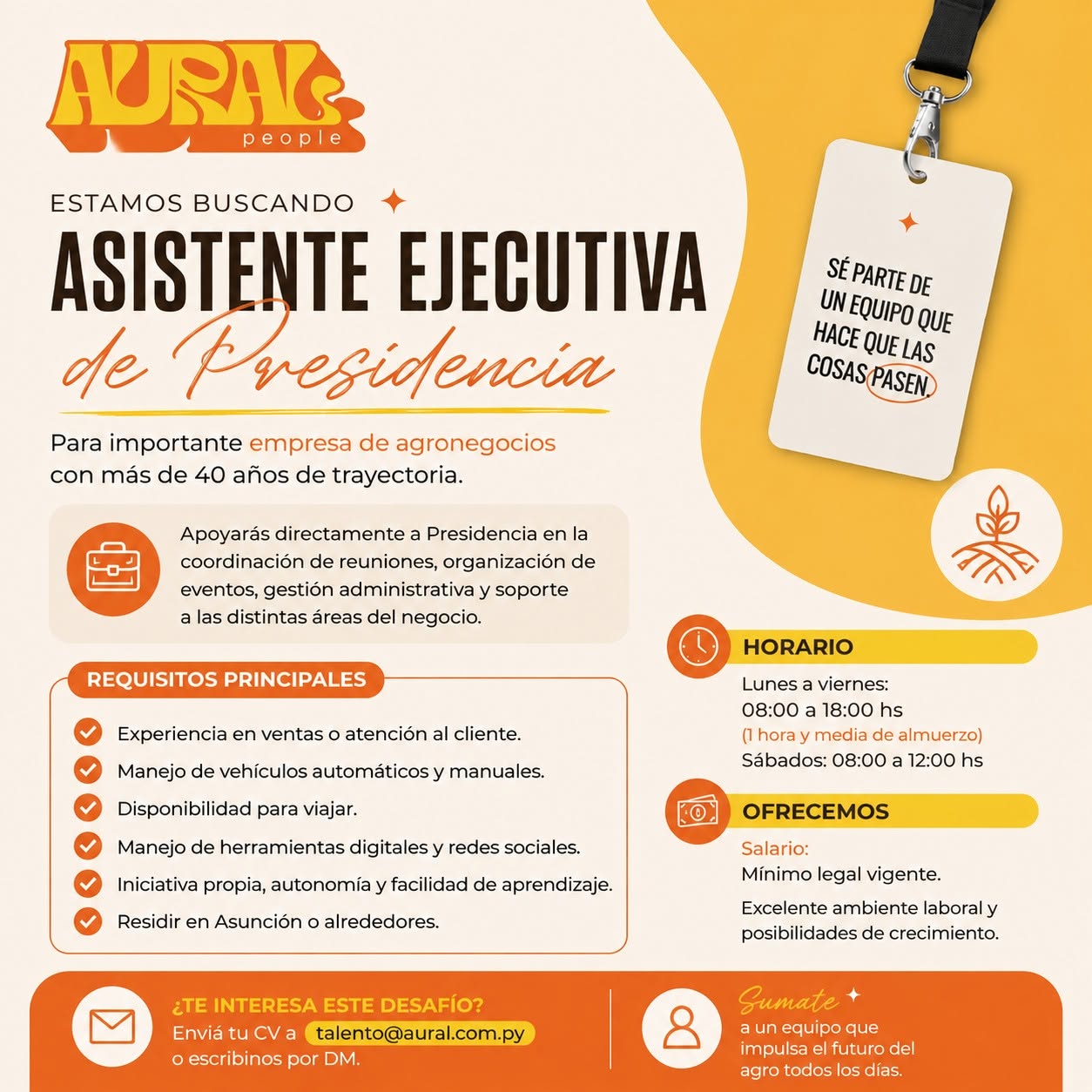 Oferta laboral: Asistente Ejecutiva