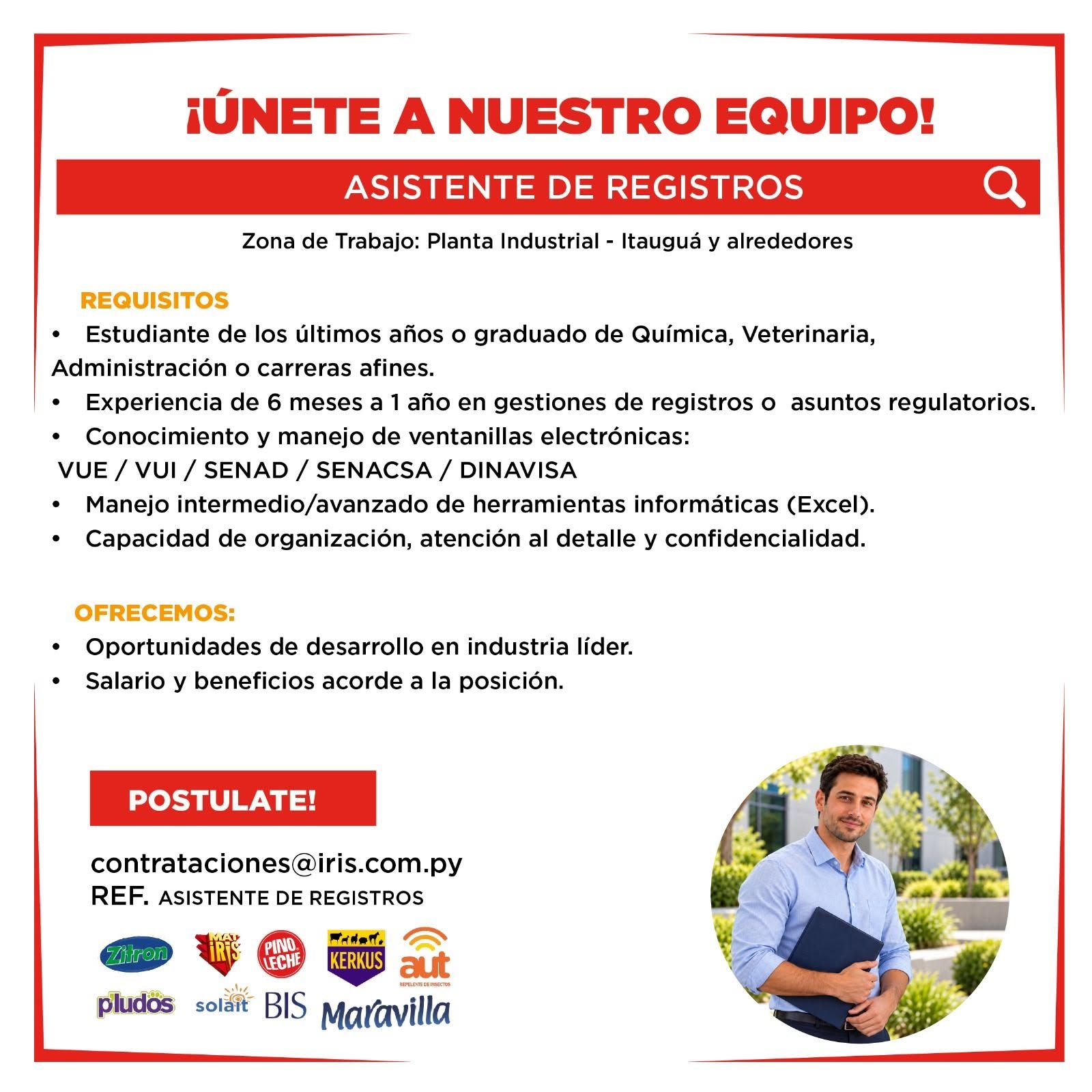Oferta laboral: Asistente De Registros — IRIS