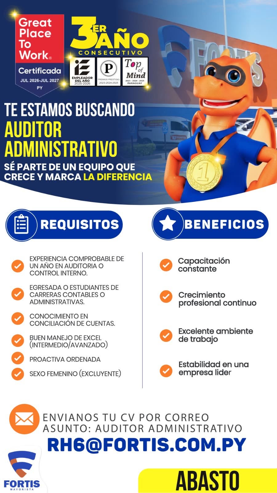 Oferta laboral: Auditor Administrativo — Fortis