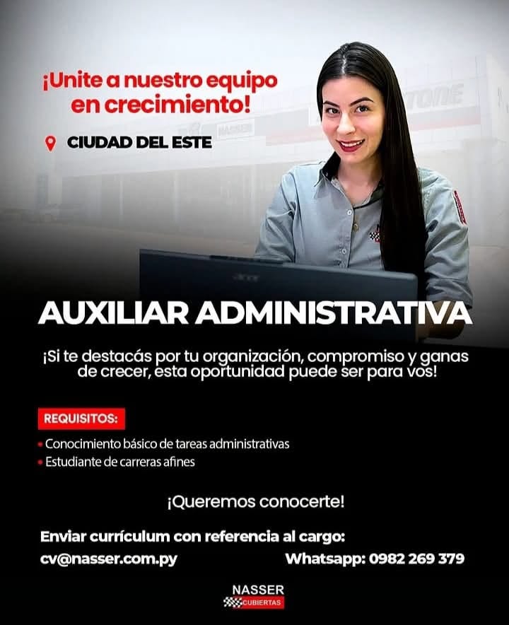 Oferta laboral: Auxiliar Administrativa — Nasser