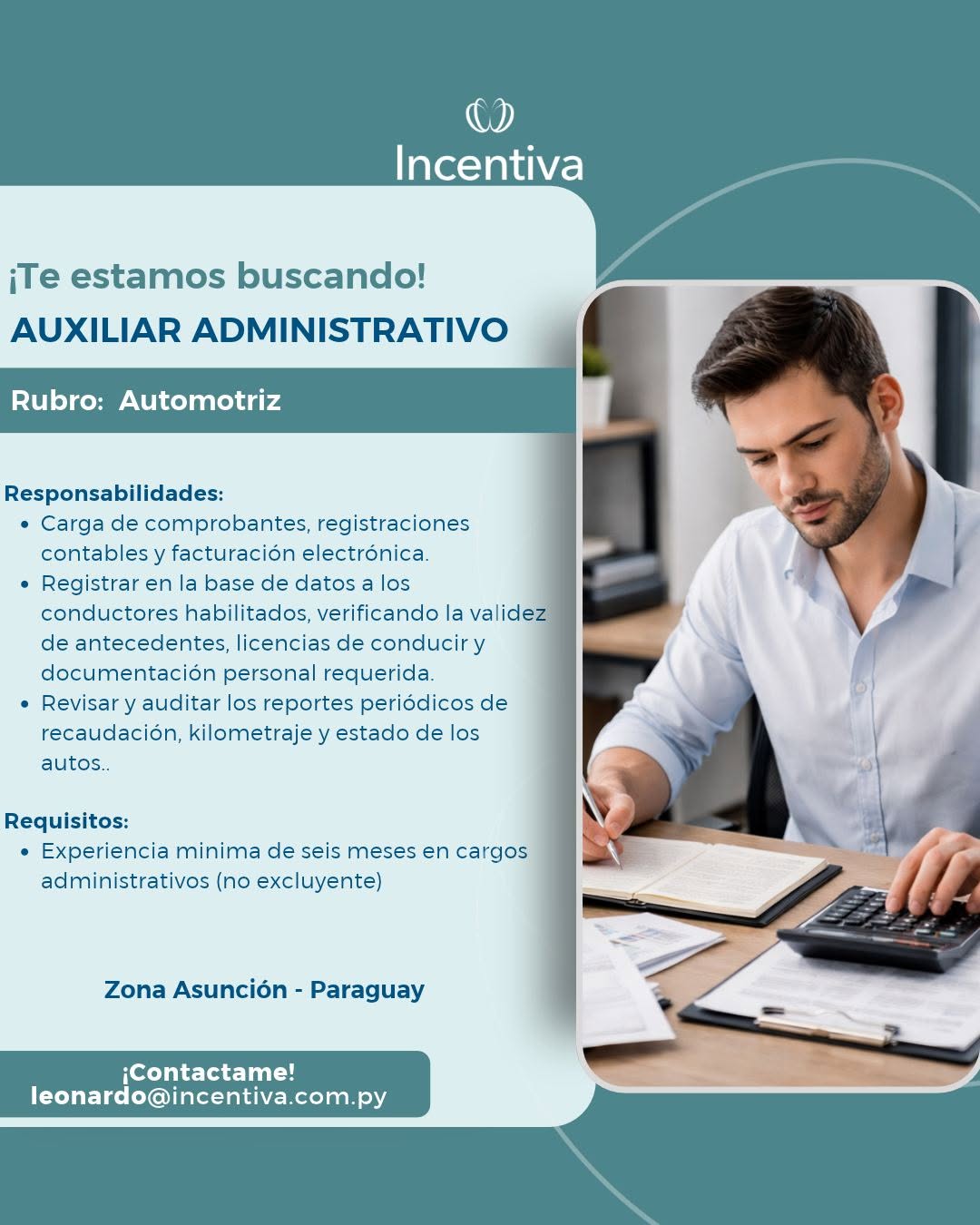 Oferta laboral: Auxiliar Administrativo — Incentiva