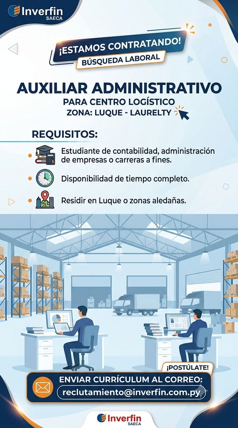 Oferta laboral: Auxiliar Administrativo — Inverfin