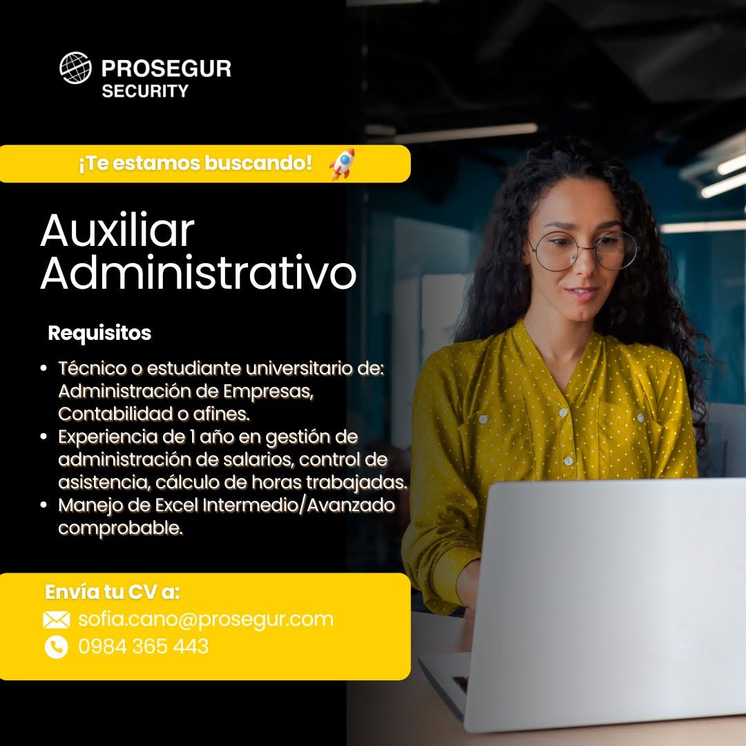 Oferta laboral: Auxiliar Administrativo — Prosegur