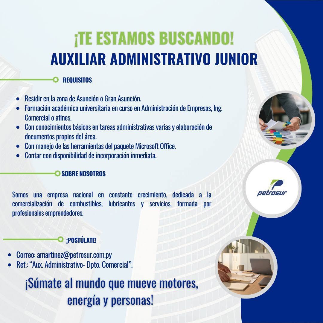 Oferta laboral: Auxiliar Administrativo Junior — Petrosur