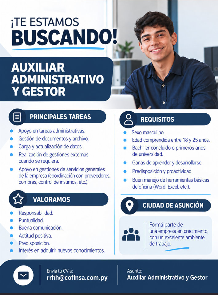 Oferta laboral: Auxiliar Administrativo Y Gestor — Cofinsa