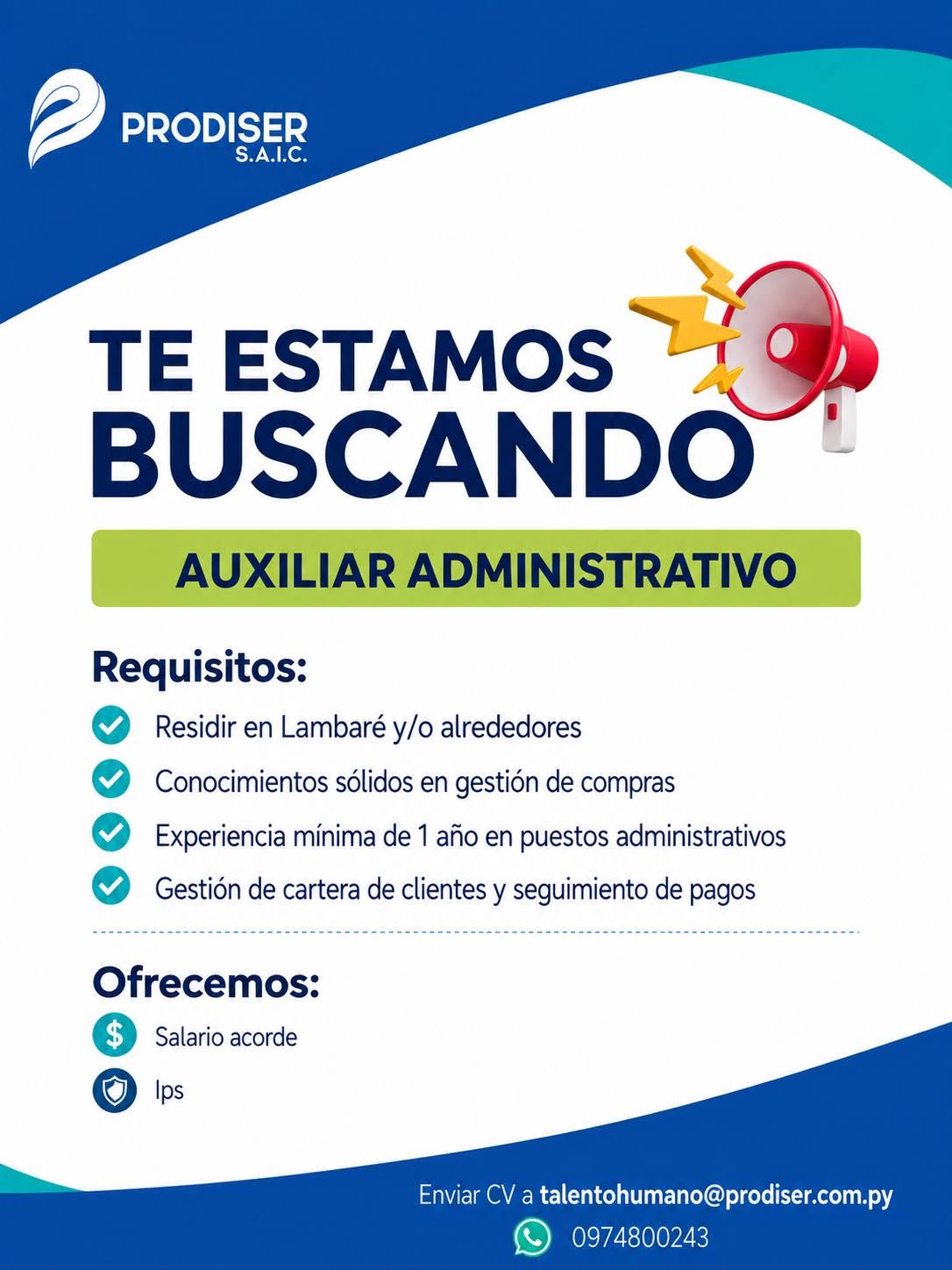 Oferta laboral: Auxiliar Administrativo
