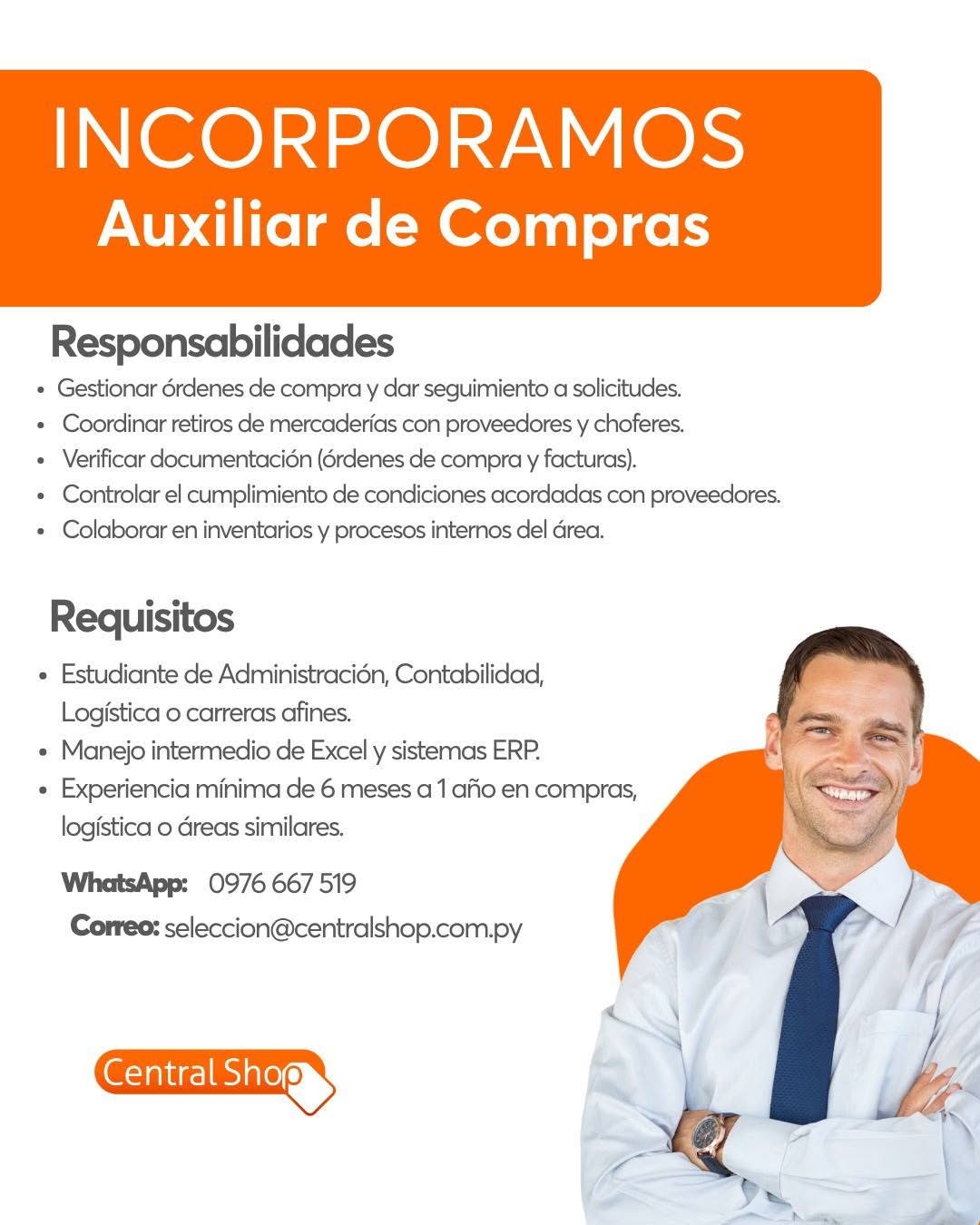 Oferta laboral: Auxiliar De Compras