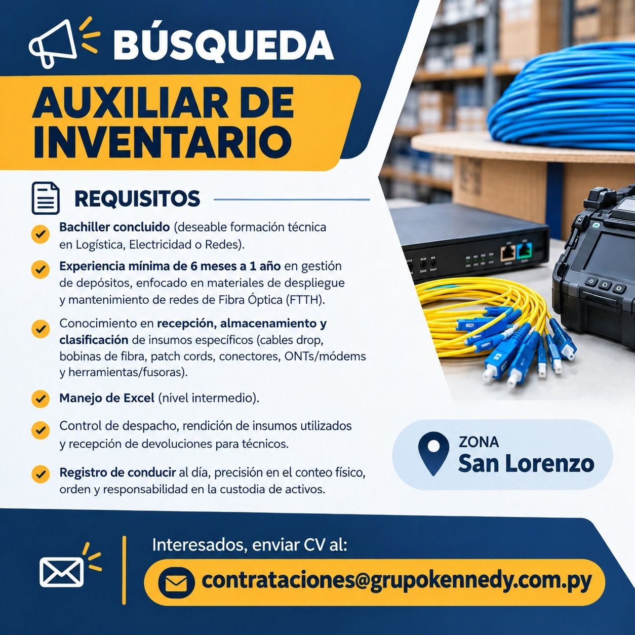 Oferta laboral: Auxiliar De Inventario — Grupo Kennedy