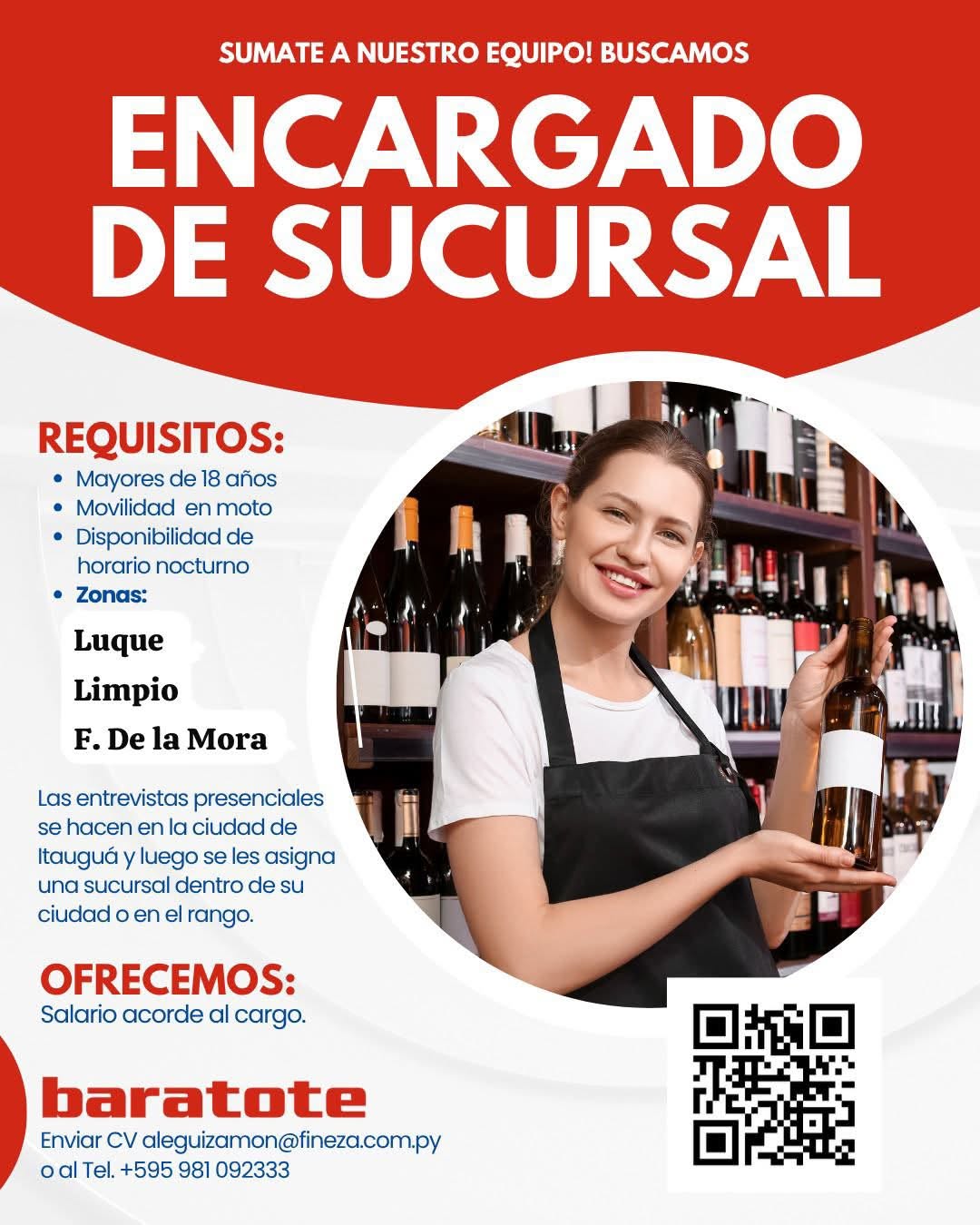 Oferta laboral: Encargado De Sucursal — Fineza