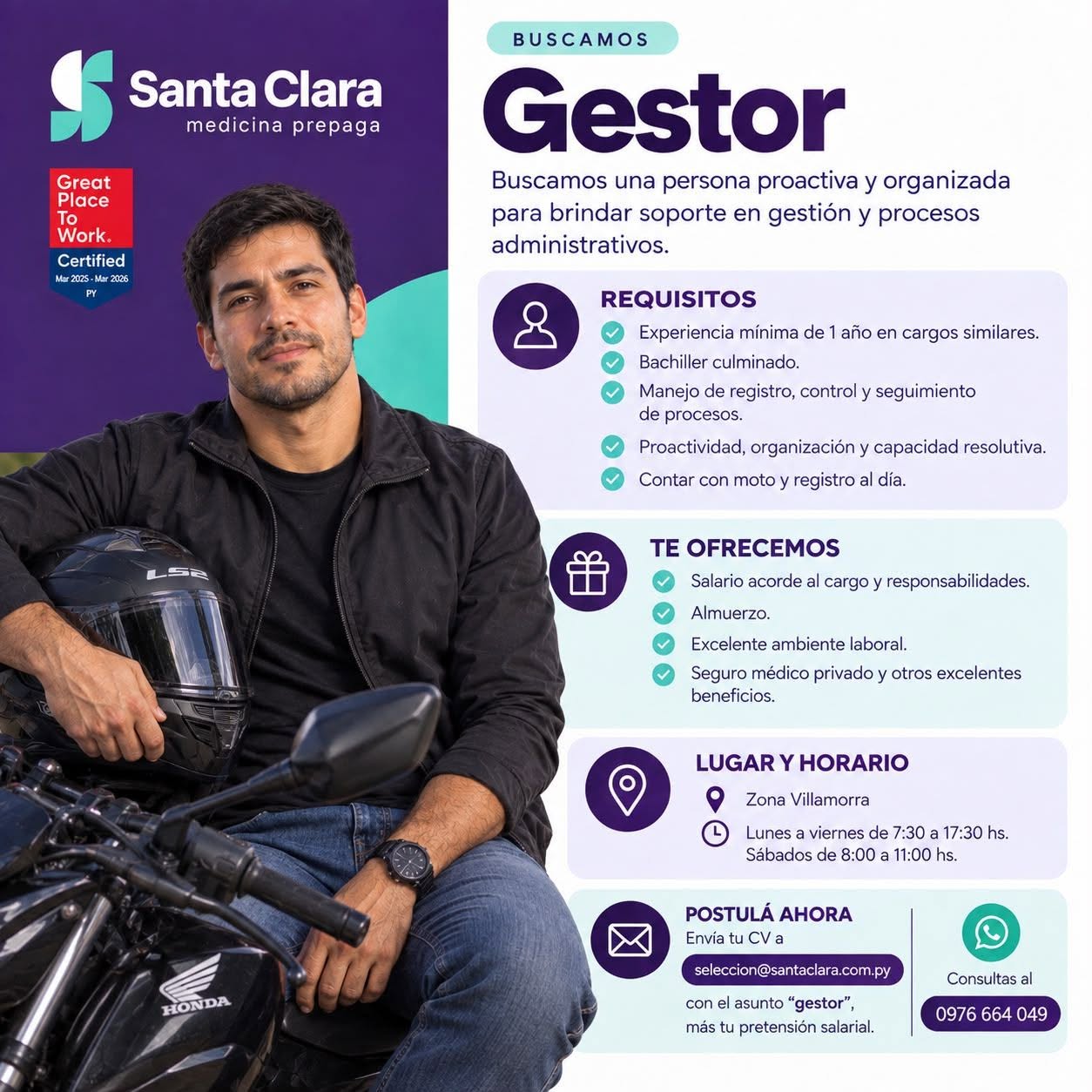 Oferta laboral: Gestor — Santa Clara