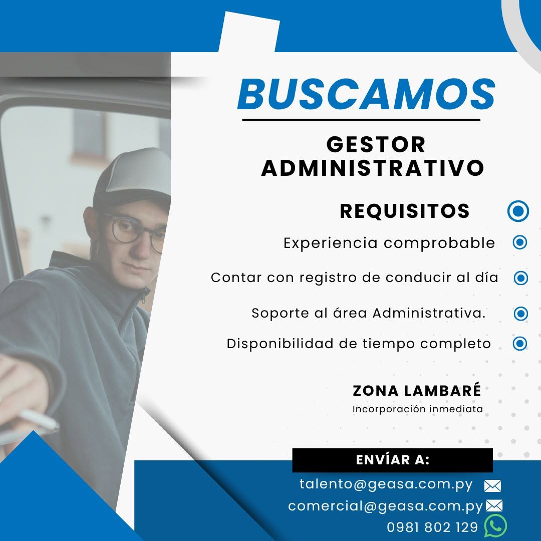 Oferta laboral: Gestor Administrativo — Geasa