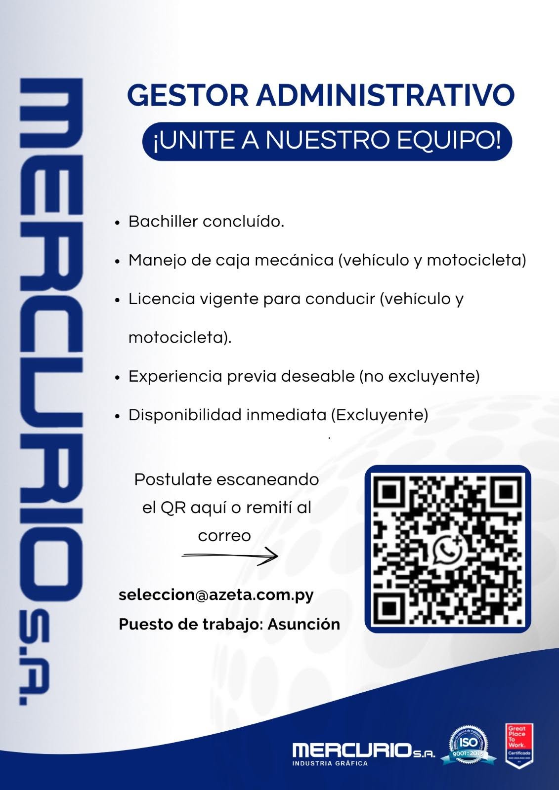 Oferta laboral: Gestor Administrativo