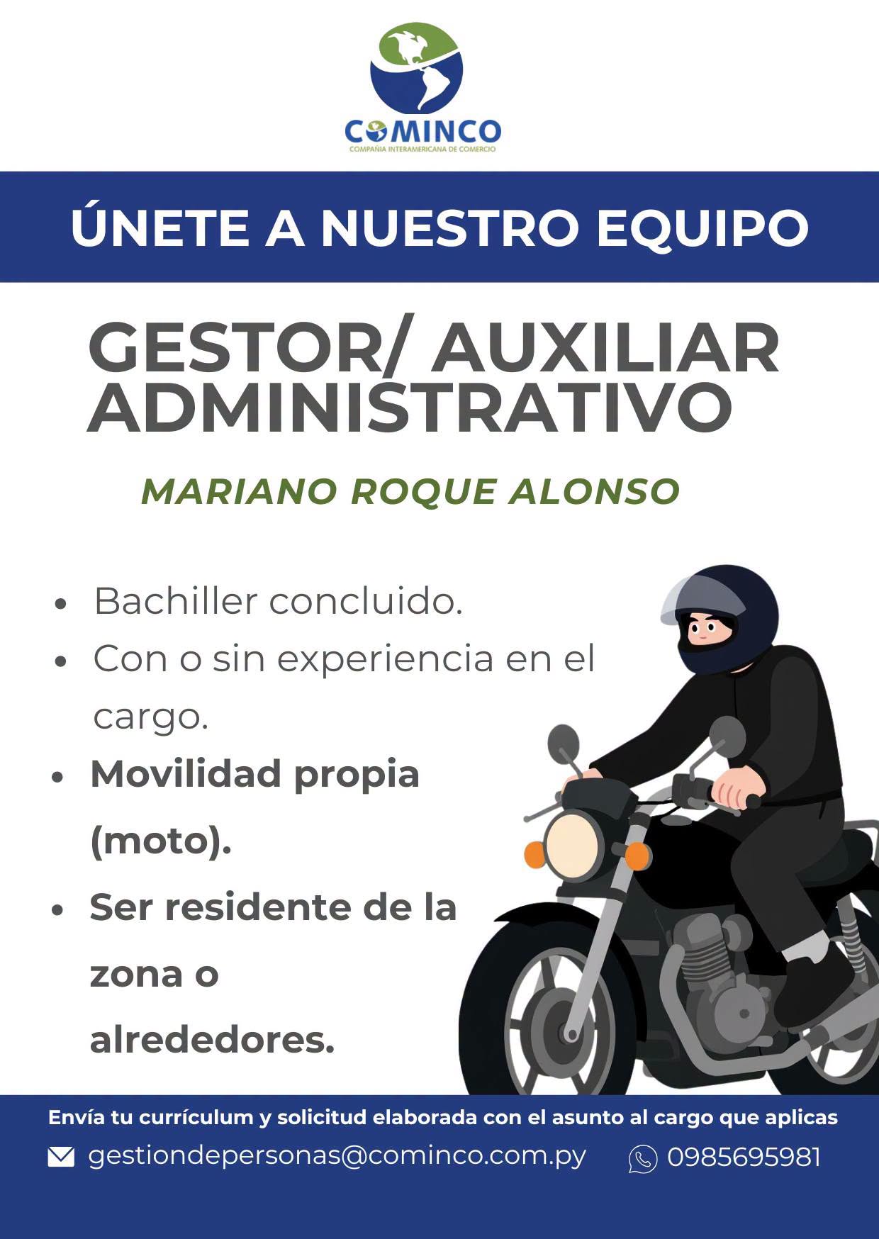 Oferta laboral: Gestor Auxiliar Administrativo — Cominco