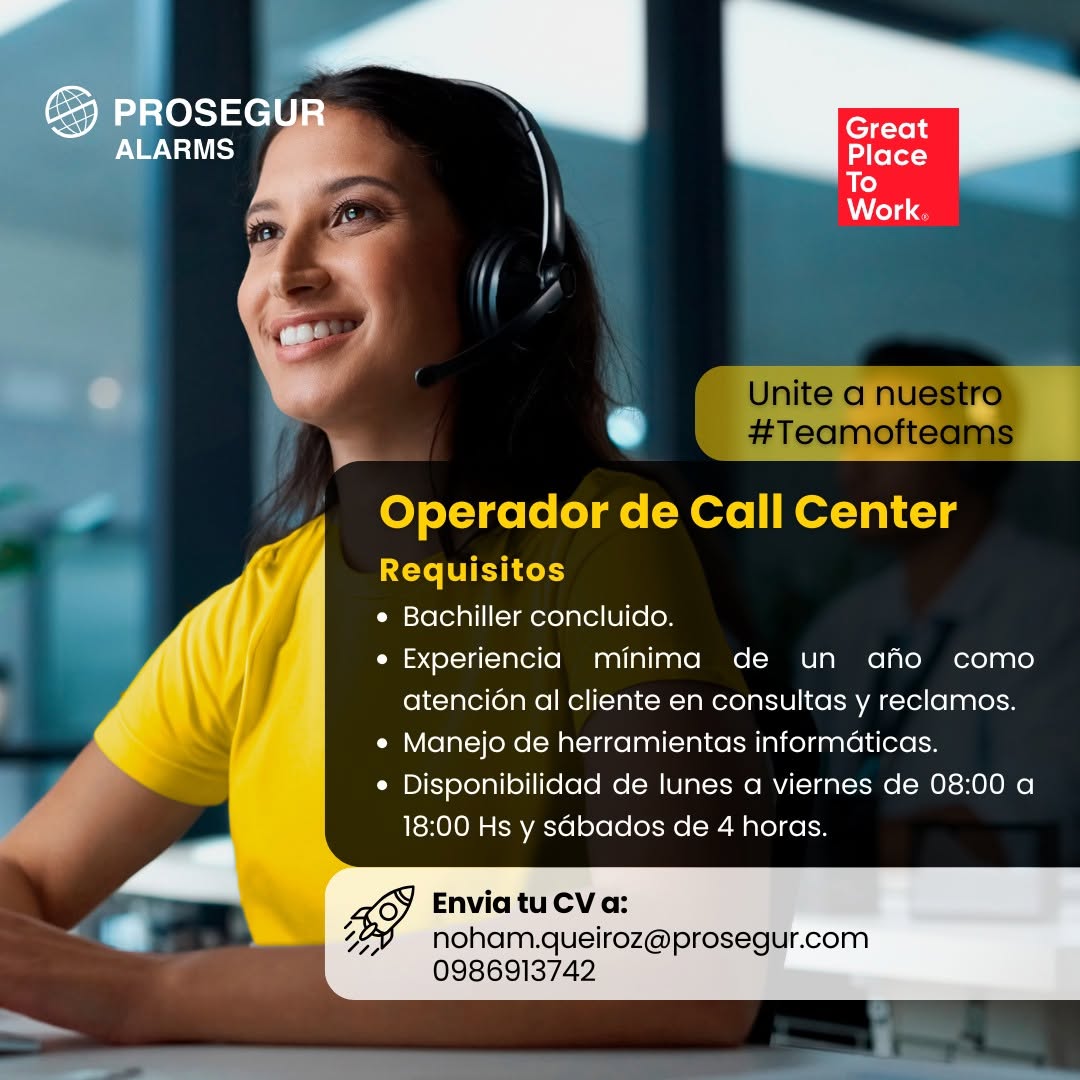 Oferta laboral: Operador De Call Center — Prosegur