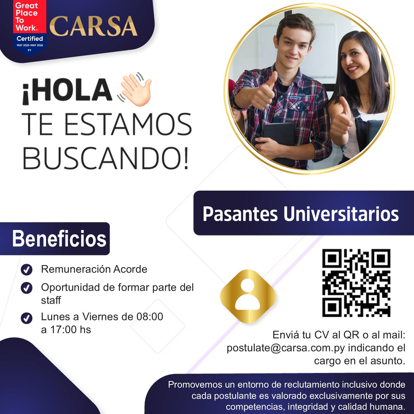 Oferta laboral: Pasantes Universitarios — Carsa