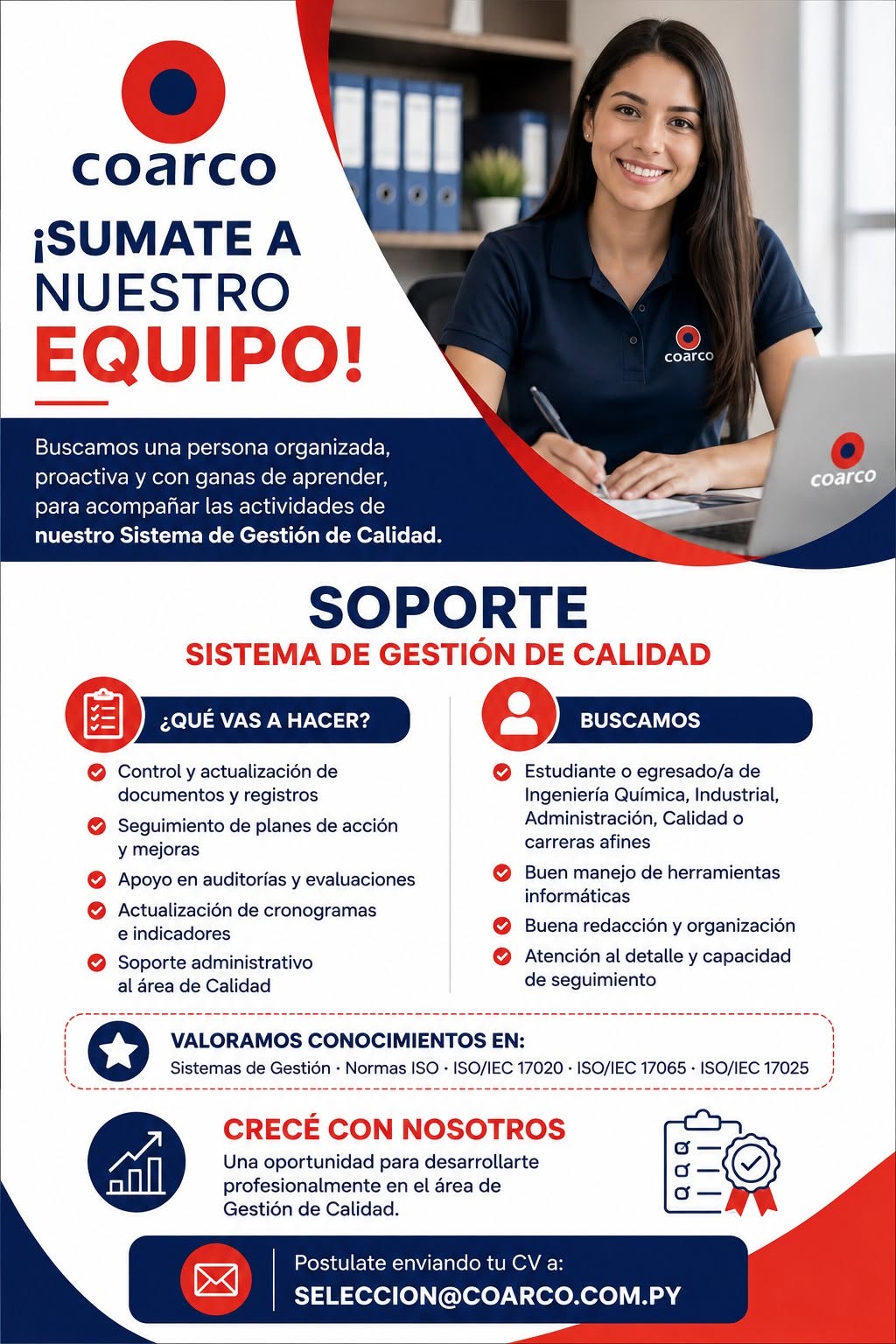 Oferta laboral: Soporte — Coarco