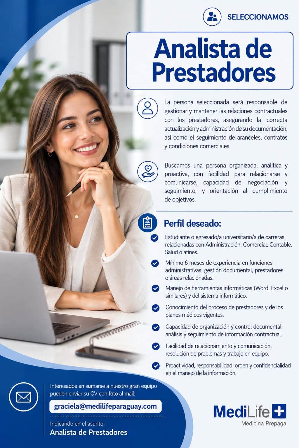 Oferta laboral: Analista De Prestadores — Medilife