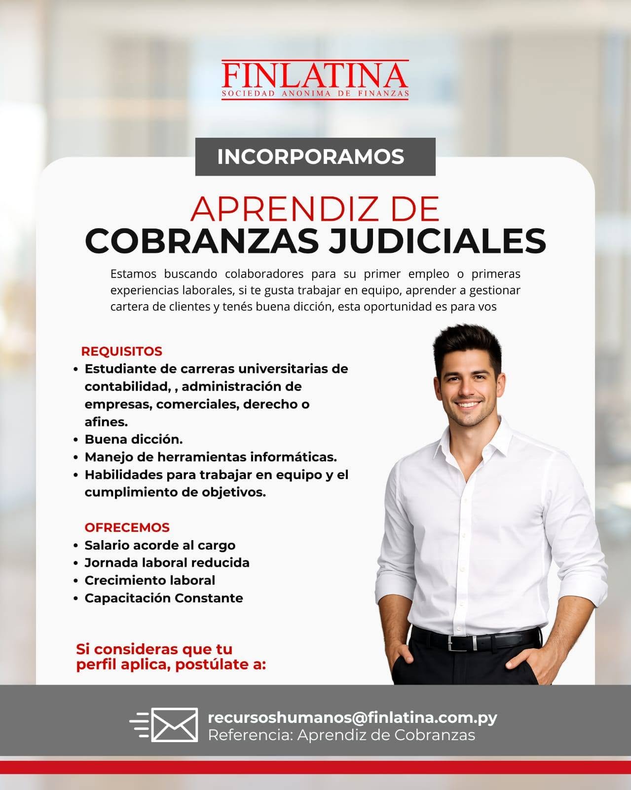 Oferta laboral: Aprendiz De Cobranzas Judiciales — Finlatina