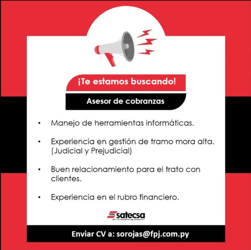 Oferta laboral: Asesor De Cobranzas — FPJ