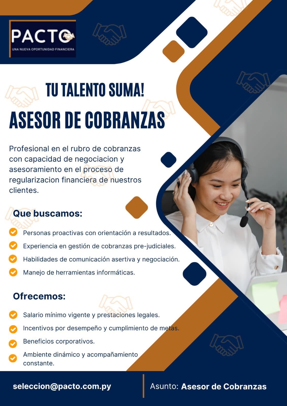 Oferta laboral: Asesor De Cobranzas — Pacto