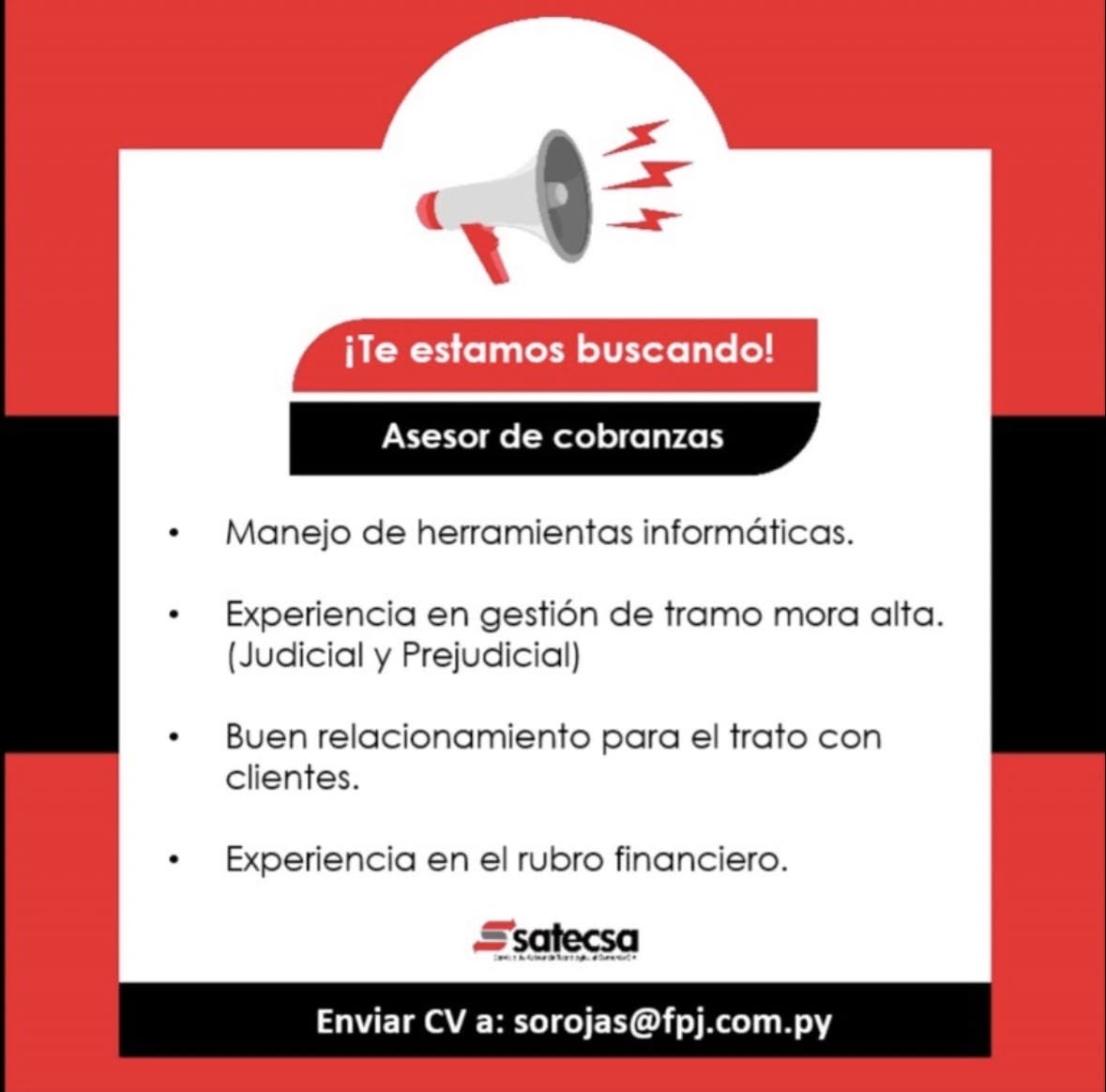 Oferta laboral: Asesor De Cobranzas