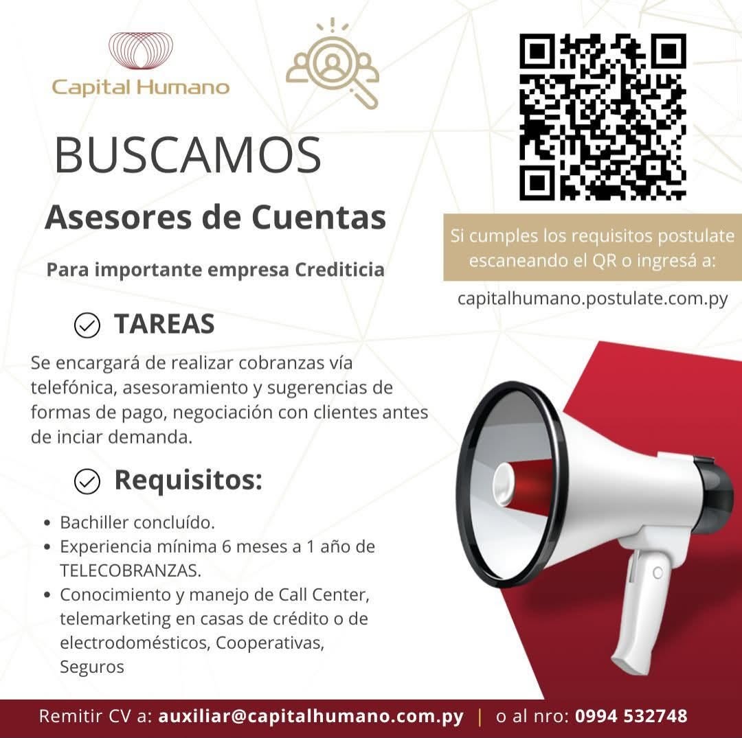 Oferta laboral: Asesores De Cuentas — Capital Humano
