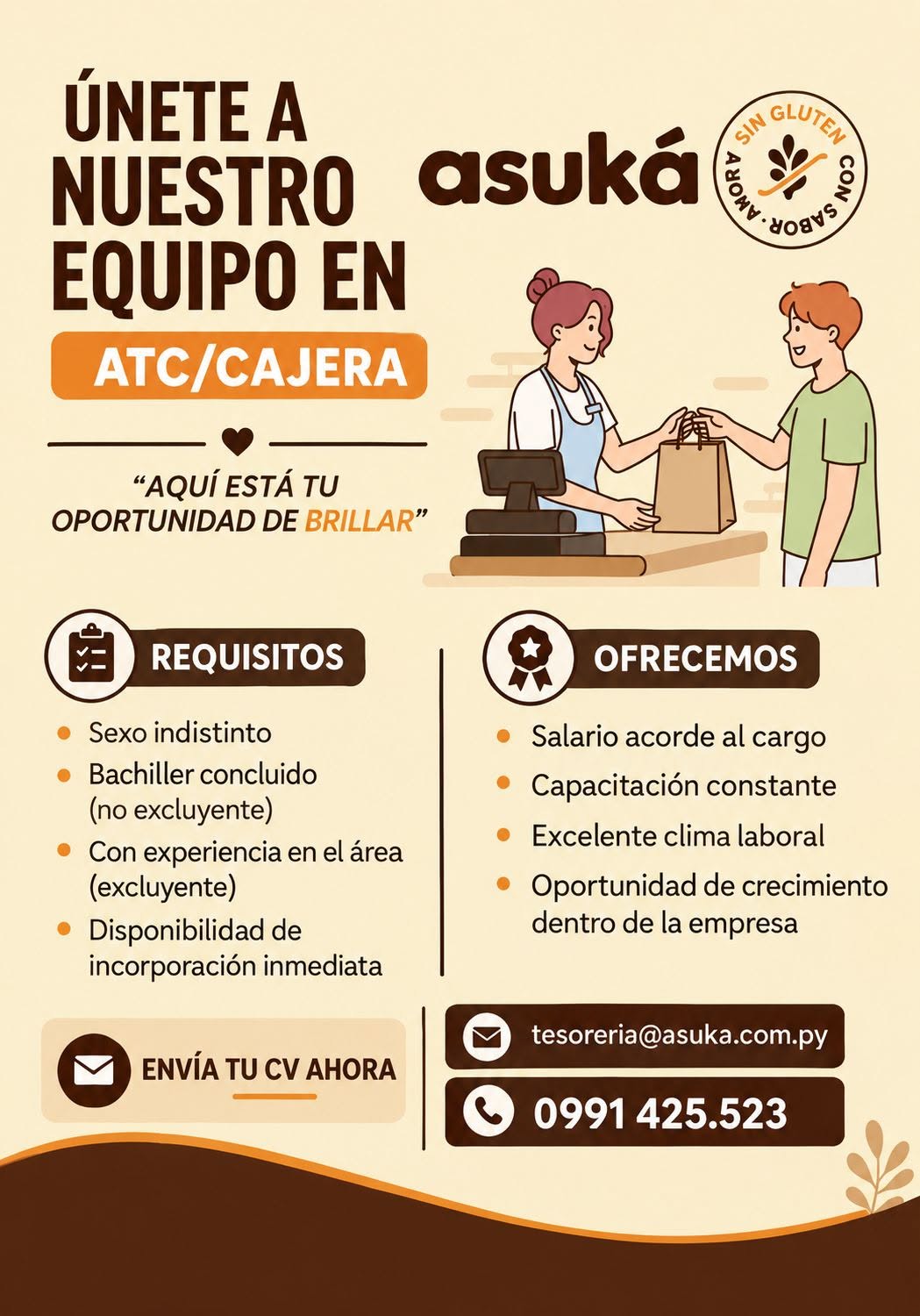 Oferta laboral: Atc Cajera — Asuka