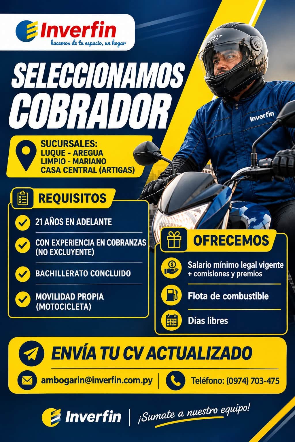 Oferta laboral: Cobrador — Inverfin