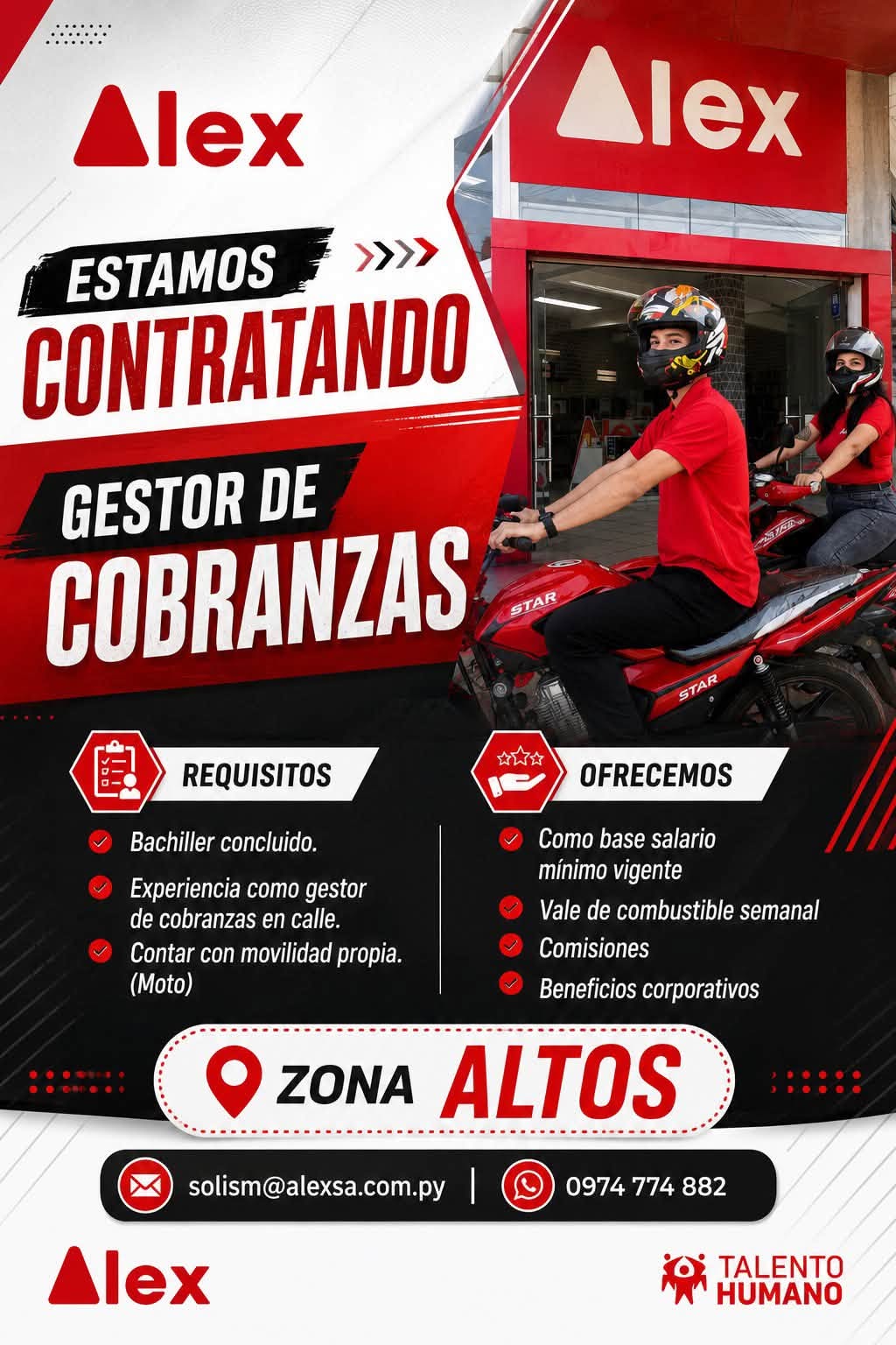 Oferta laboral: Gestor De Cobranzas — Alex SA