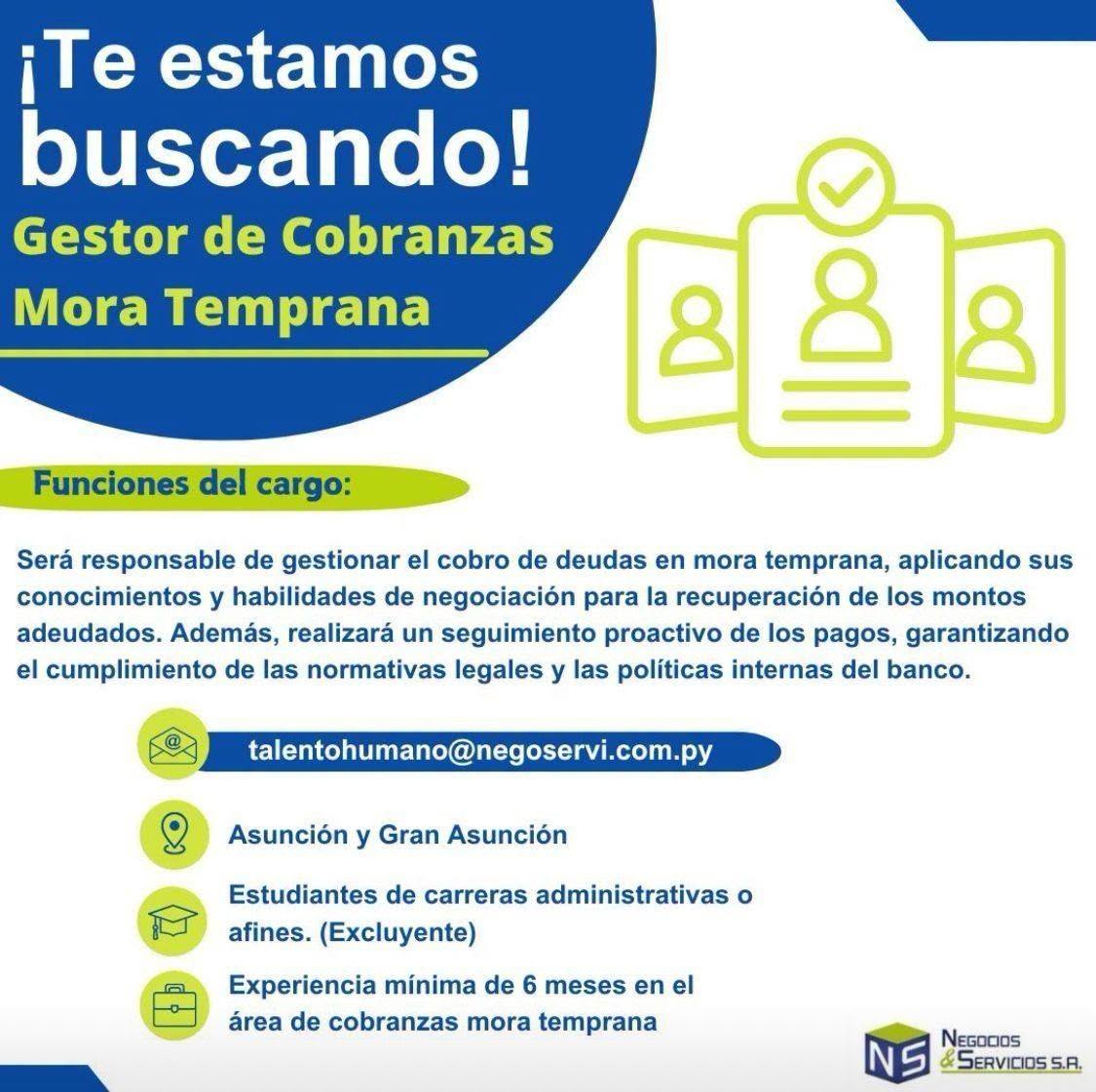Oferta laboral: Gestor De Cobranzas