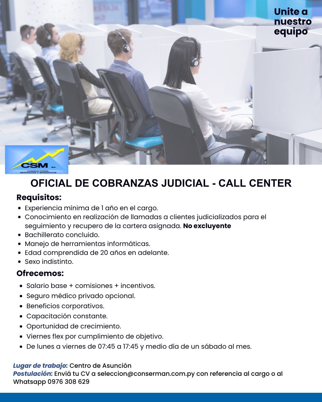 Oferta laboral: Oficial De Cobranzas Judicial — Conserman