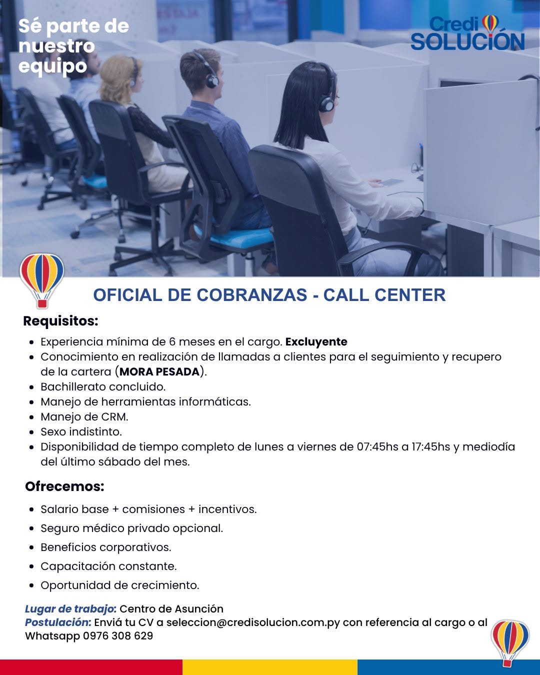 Oferta laboral: Oficial De Cobranzas Judicial — Credi Solucion