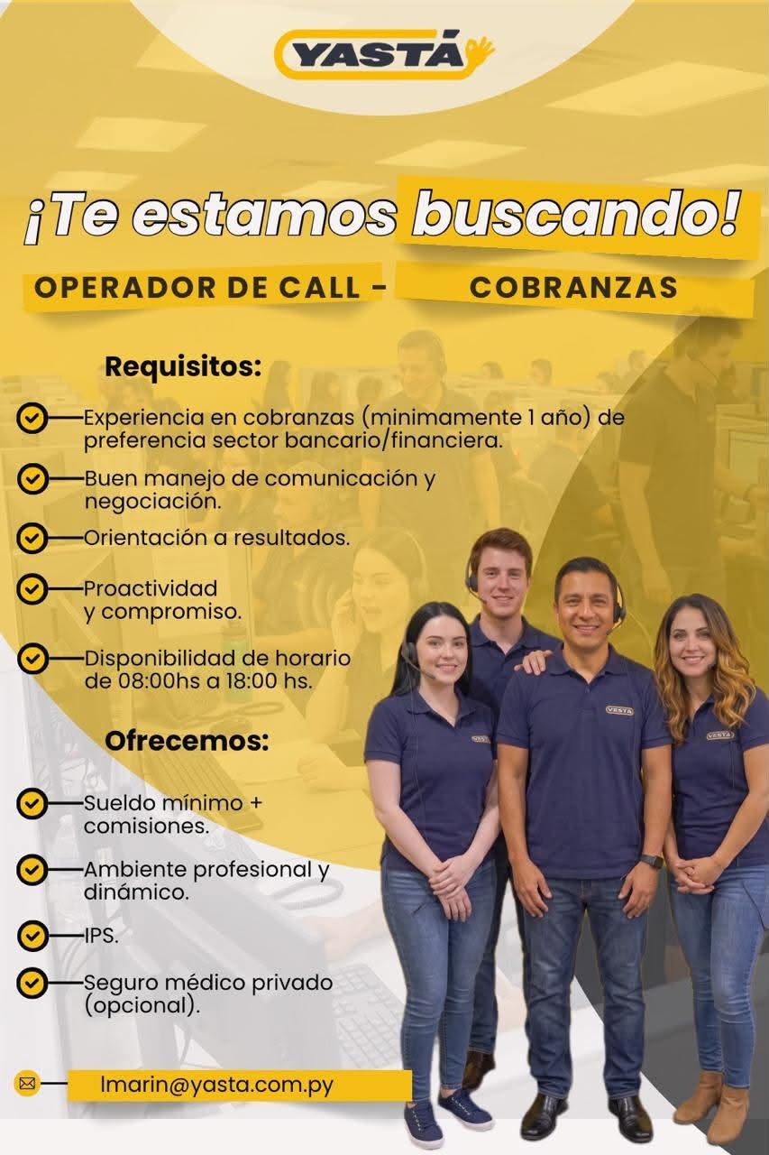 Oferta laboral: Operador De Call — Yastá