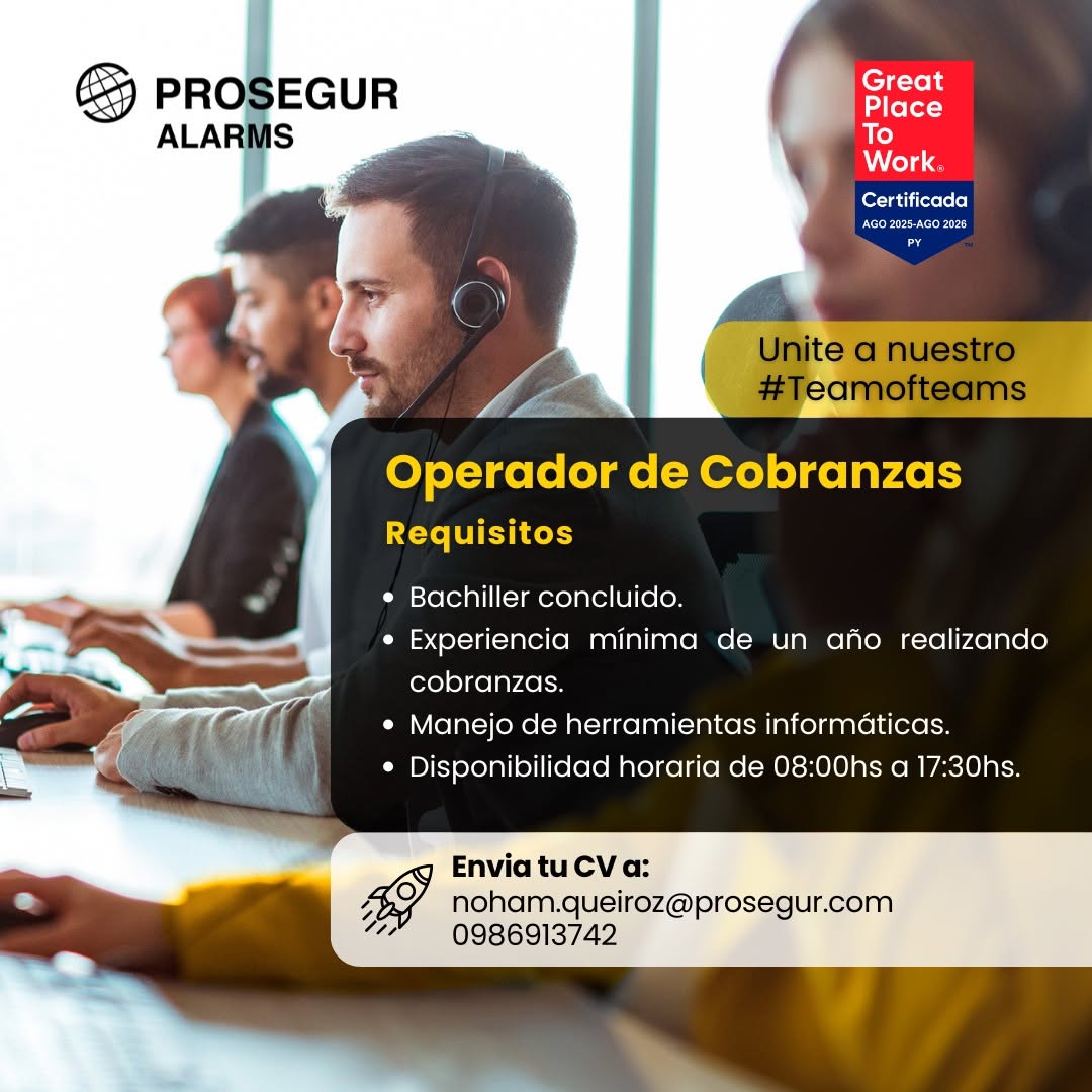 Oferta laboral: Operador De Cobranzas — Prosegur