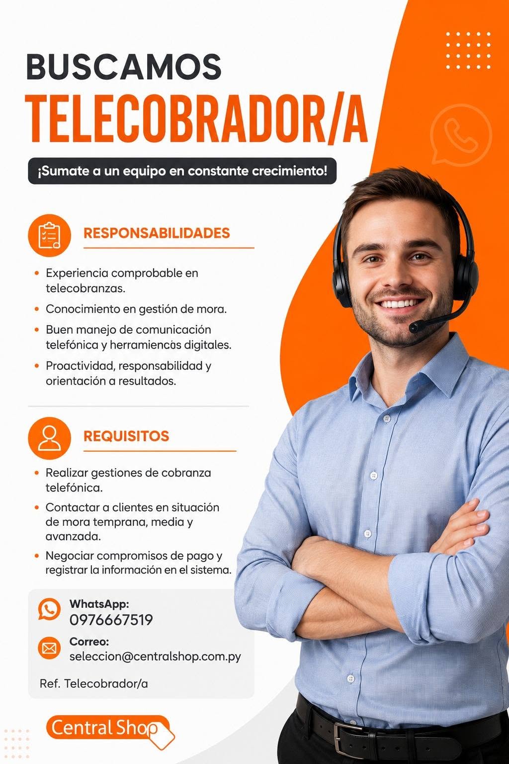 Oferta laboral: Telecobrador — Central Shop