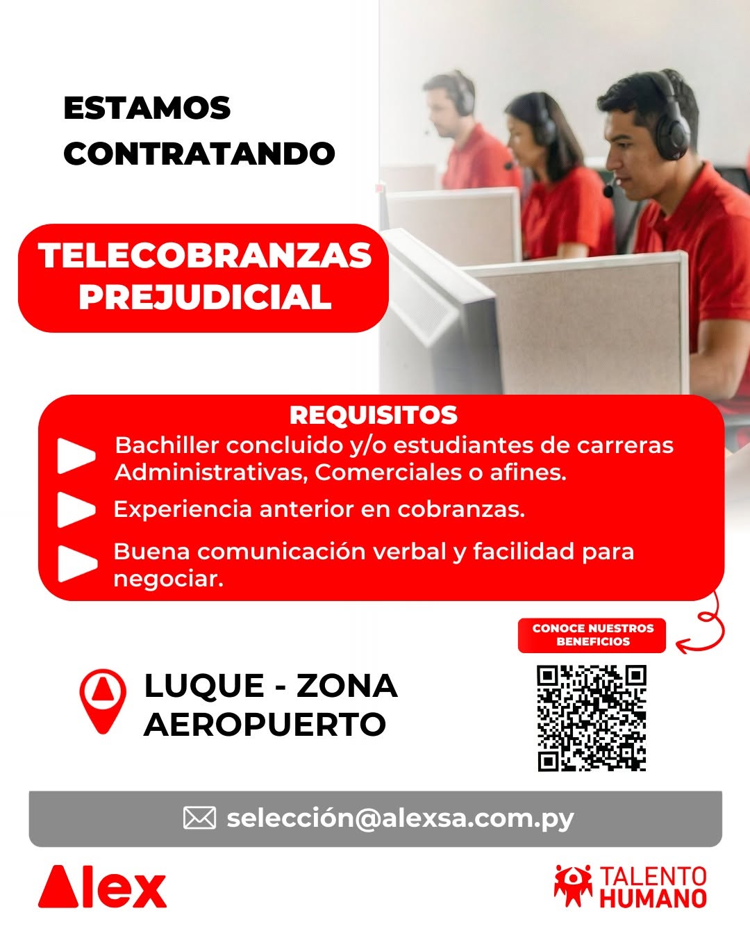 Oferta laboral: Telecobranzas Prejudicial — Alex SA