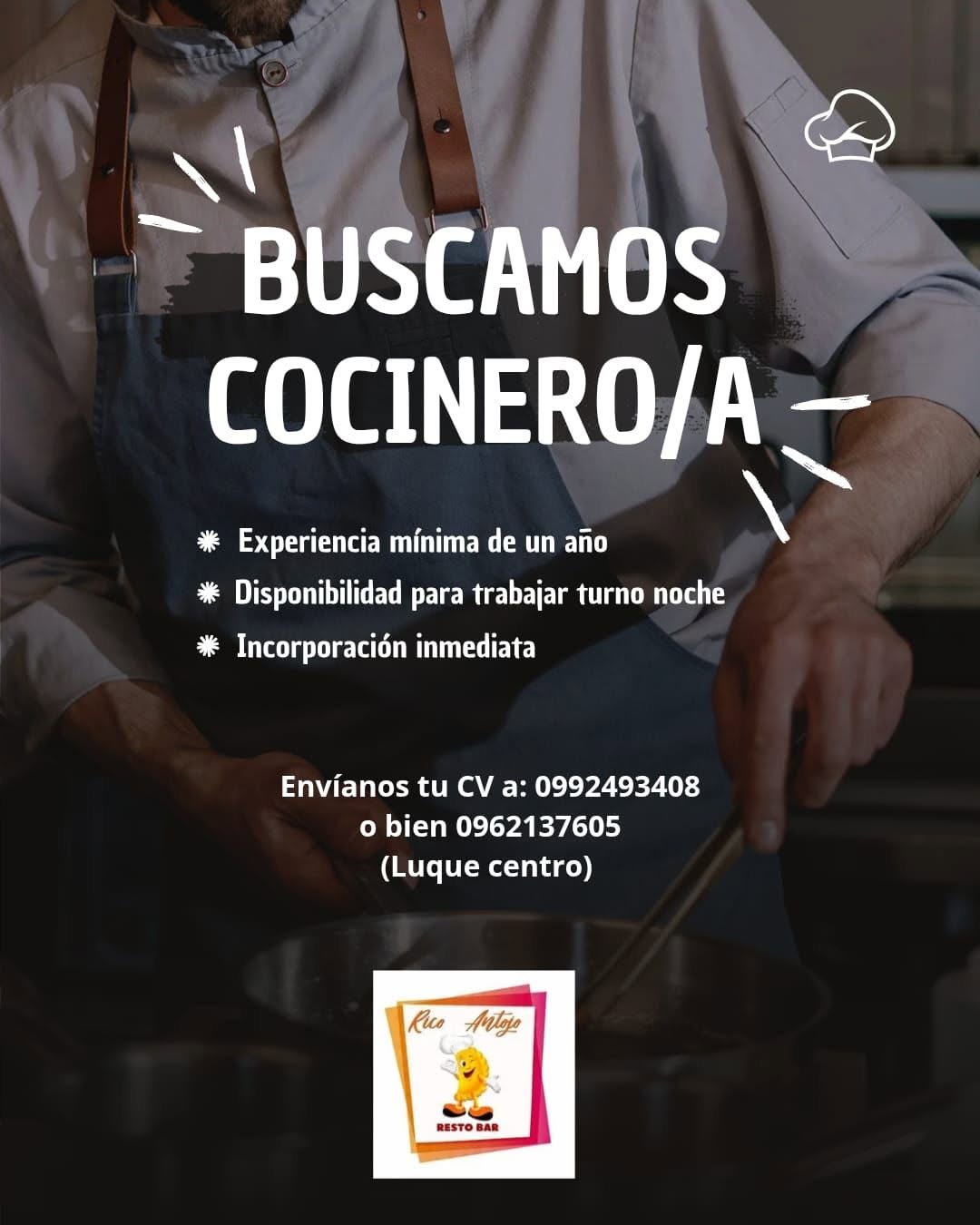 Oferta laboral: 1 Cocinero