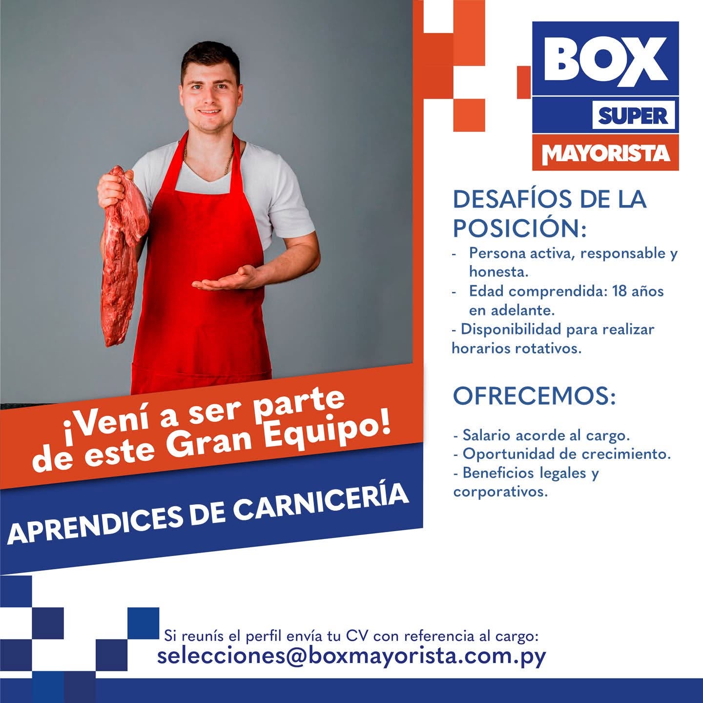Oferta laboral: Aprendices De Carnicería — Box Mayorista