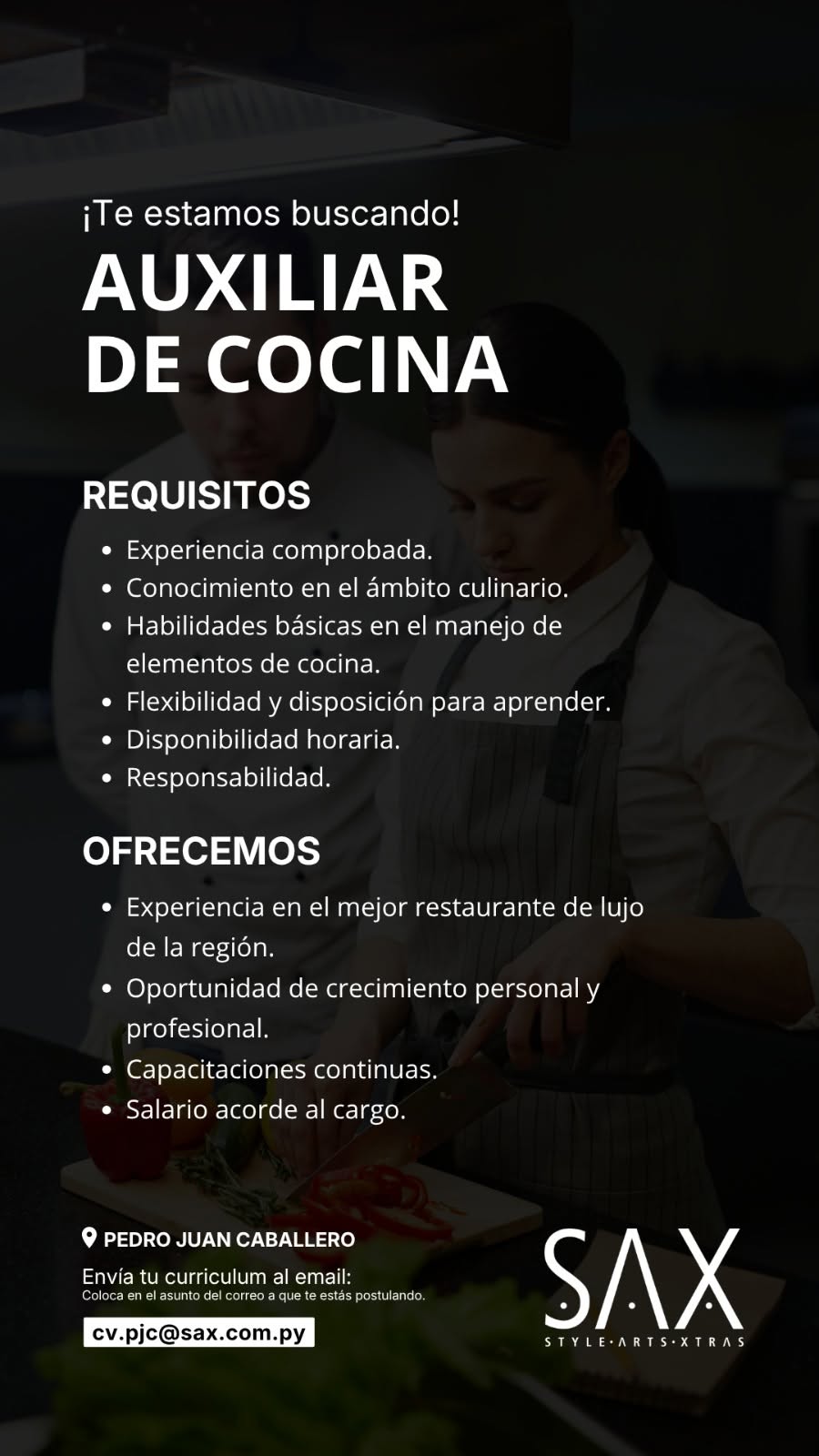 Oferta laboral: Auxiliar De Cocina