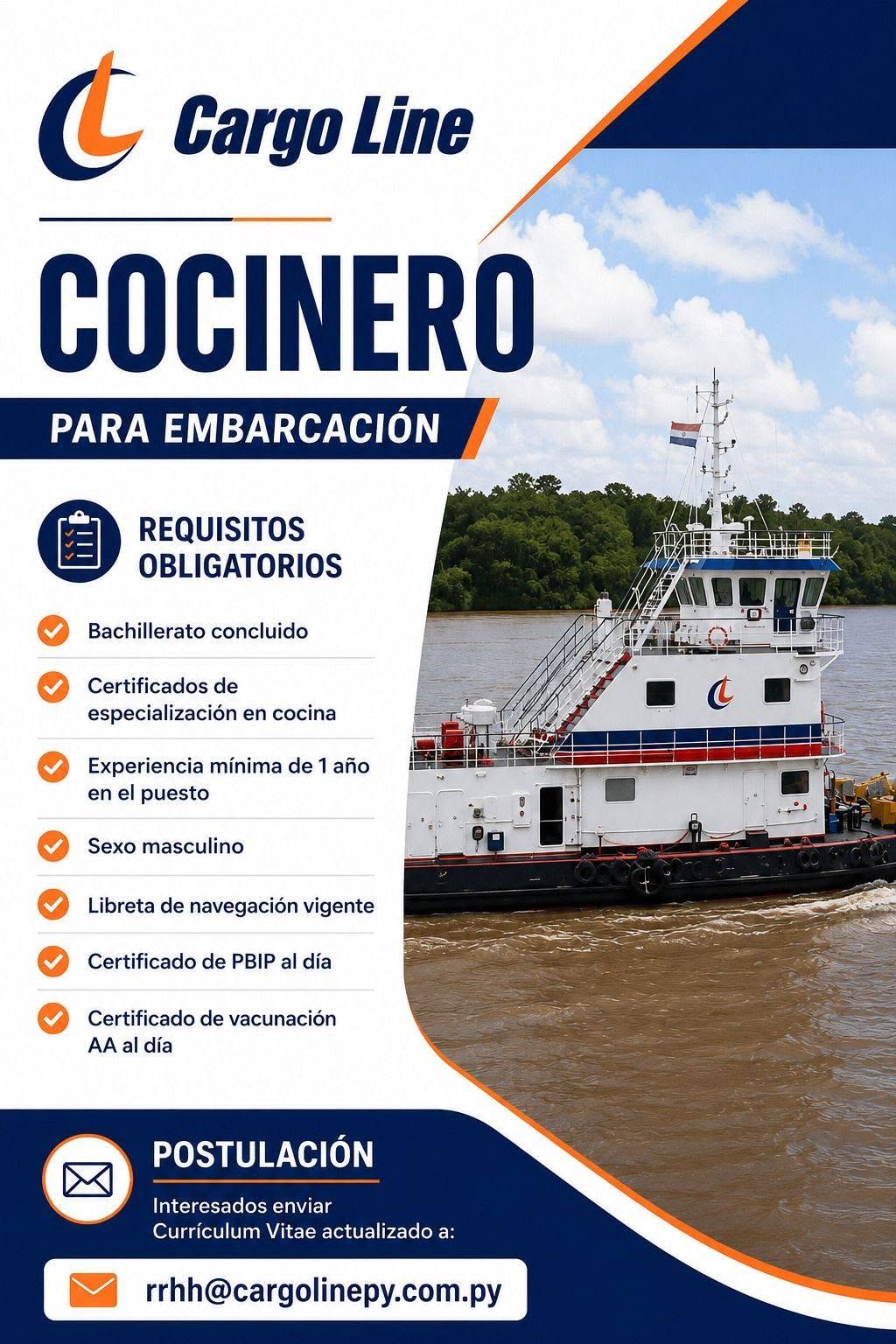 Oferta laboral: Cocinero — Cargo Line Py