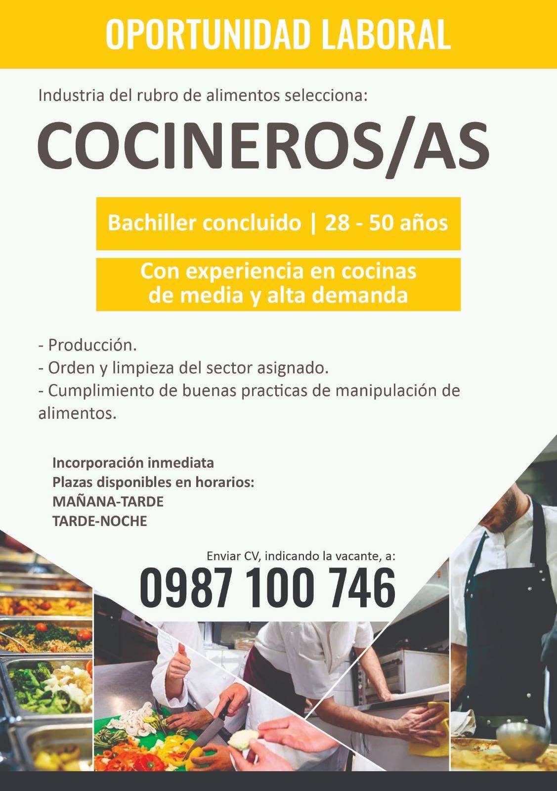 Oferta laboral: Cocineros