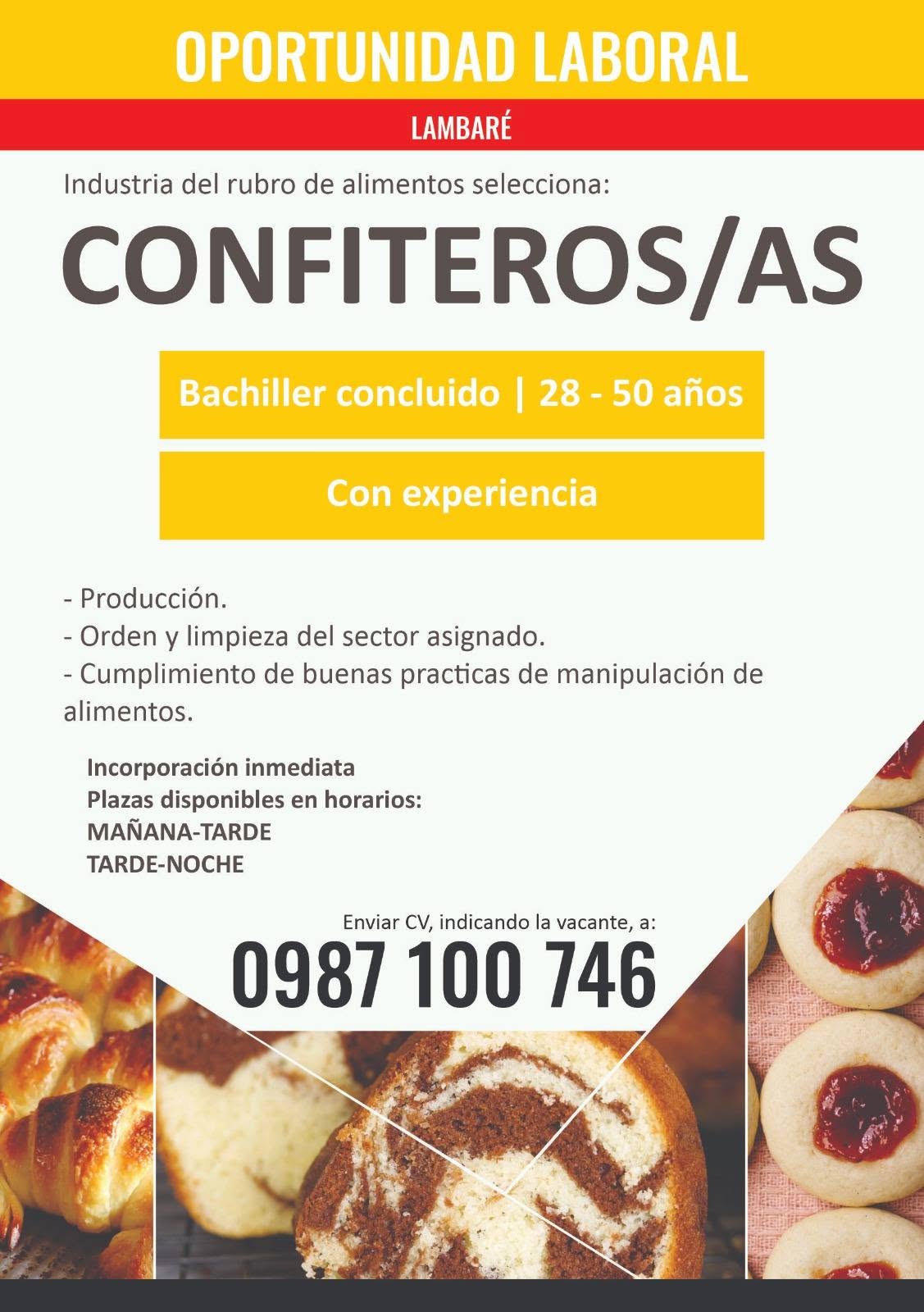 Oferta laboral: Confiteros