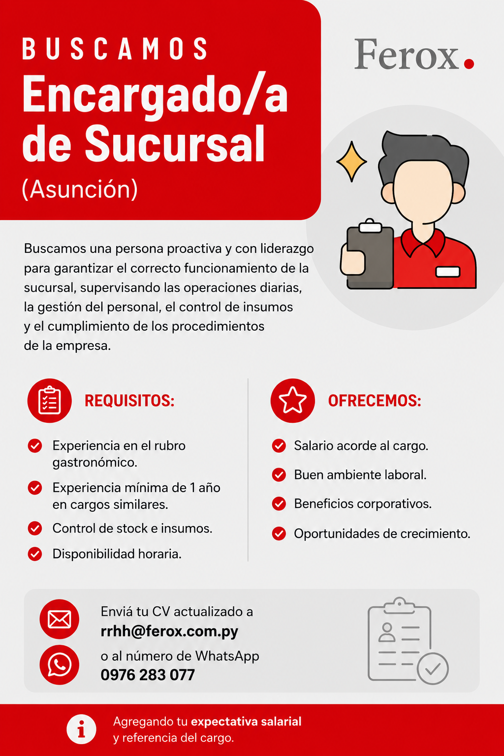 Oferta laboral: Encargado De Sucursal — Ferox